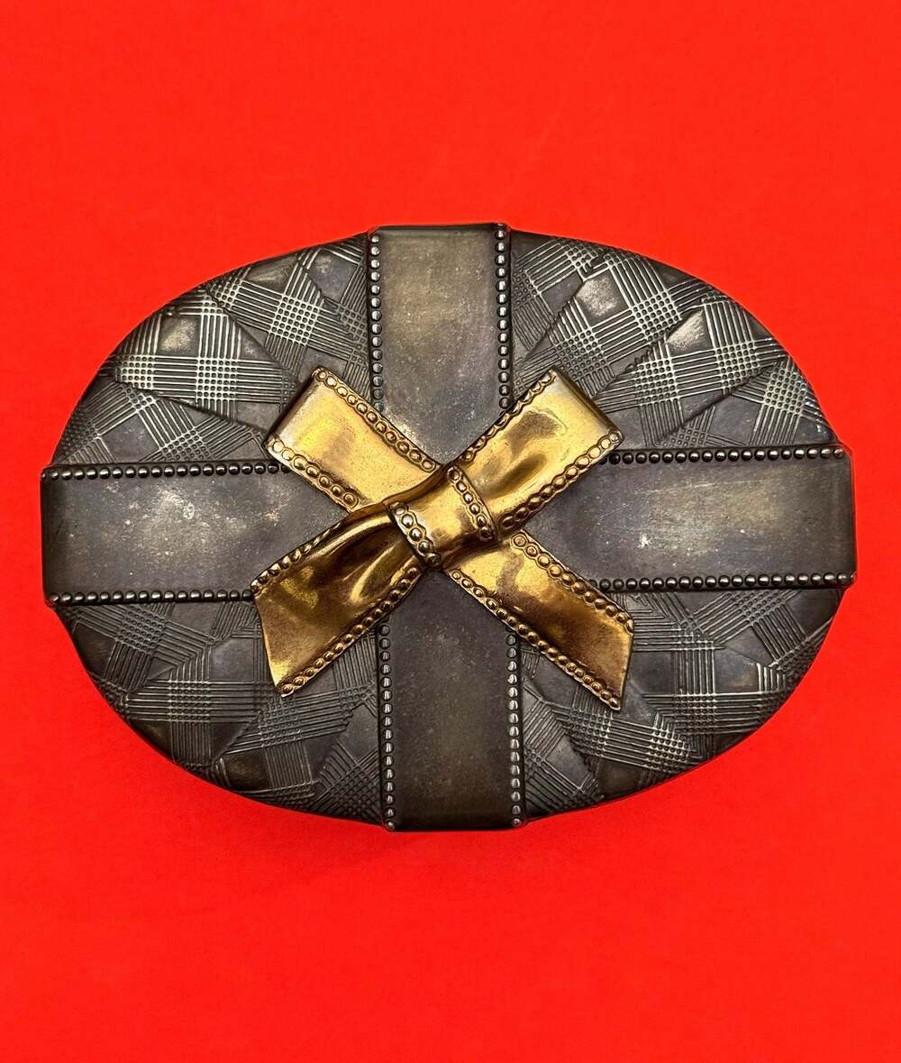 Godinger Silver Art Co. Silver-Plated Trinket Box with Gold-Tone Bow